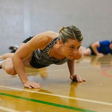 woman doing commando press