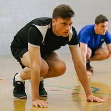 man doing burpees