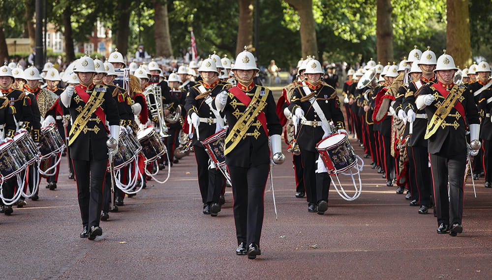 royal-navy-careers-royal-marines-band-service-05 Royal Marines massed bands perform beating retreat in London. The massed bands of her Majesty’s Royal Marines march up to Horse Guards parade.