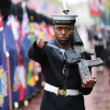 Royal-Navy-Our-People-Leadership-05-self-leadership.jpg Royal Navy sailor marches alongside Household Division soldiers