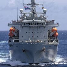 The RFA Argus ship in the Carribean Sea