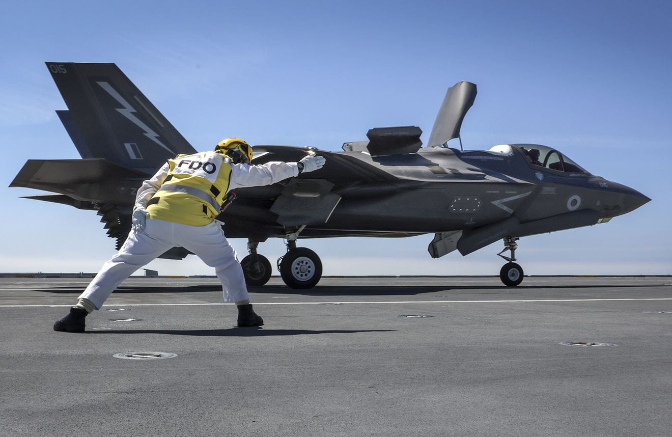Royal-Navy-Organisation-fleet-air-arm-04-809-naval.jpg Flight deck officer onboard the HMS Prince of Wales launches F-35 Lightning