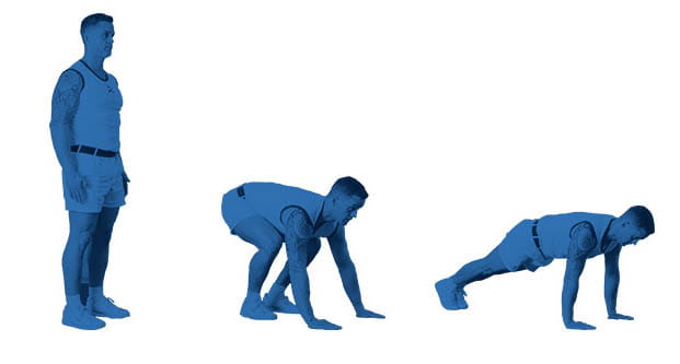Steps for performing a burpee