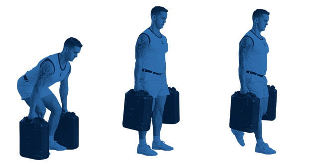 Steps for performing a farmer's carry