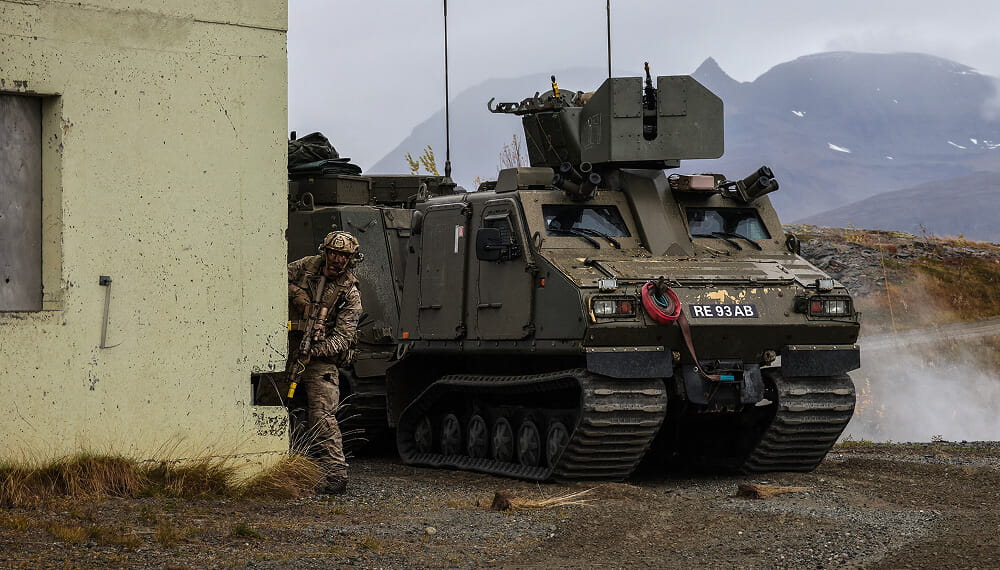 Royal Marines with a large tank