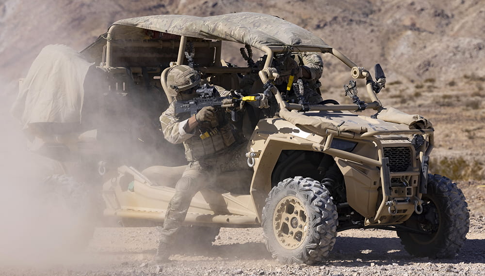 royal-navy-careers-life-in-the-royal-marines-03 Alpha Company training in the new Royal Marines Vehicle, The MRZR which is a Polaris off road buggy. Littoral response group (South) subunit training in the California desert.