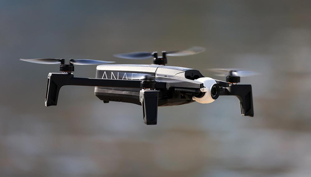 Close up of a Parrot Anafi drone in flight