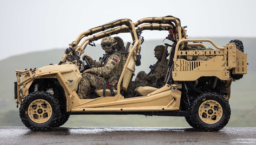 Royal-Navy-Equipment-Commando-By-Land-04-Polaris-MRZR Royal Marines with a Polaris MRZR-D4 vehicle