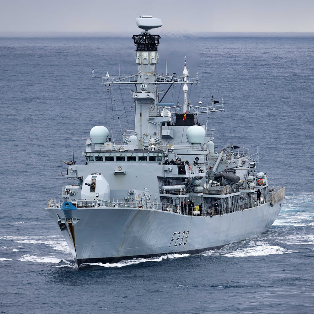 Duke Class Royal Navy ship at sea 
