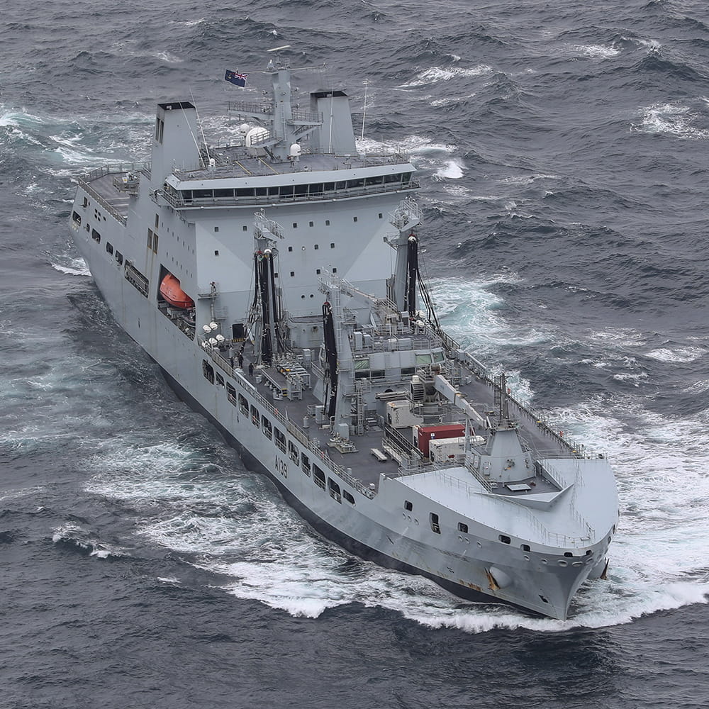 RFA Tideforce powers through grey waters