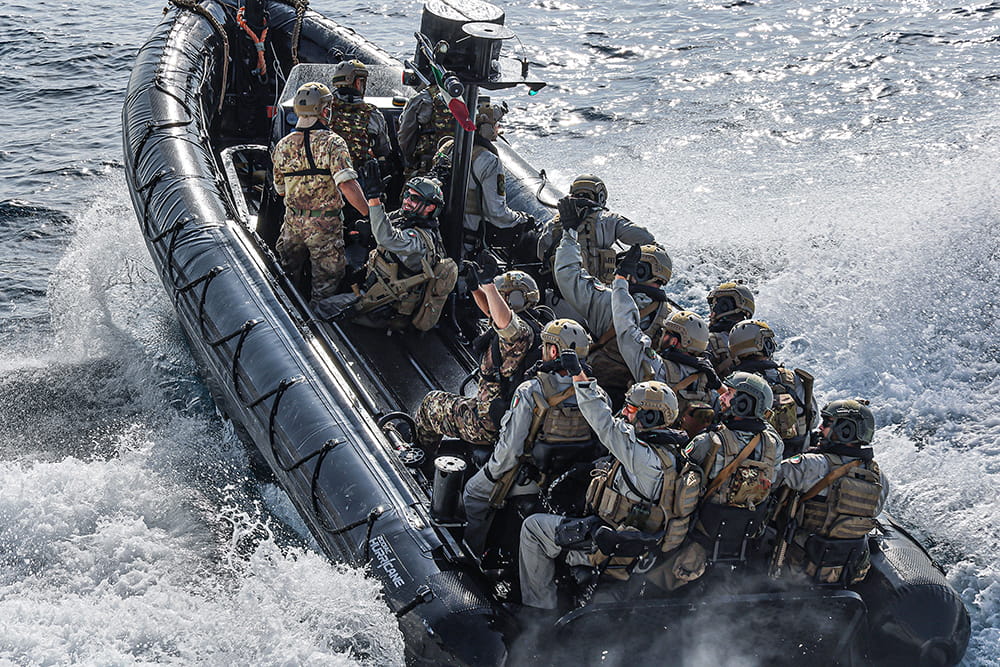 The Italian Navy on board ITS MARCEGLIA boarded HMS TRENT