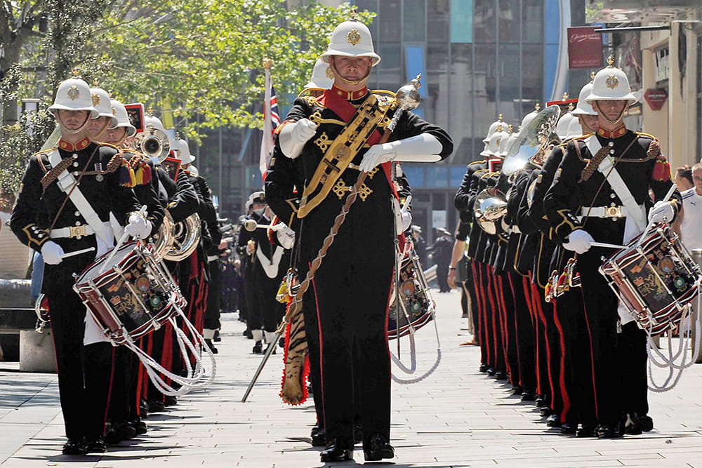 190-strong parade, led by The Band of Her Majesty’s Royal Marines Lympstone, is the first Freedom of the City parade carried out by a Royal Navy Warship in Cardiff