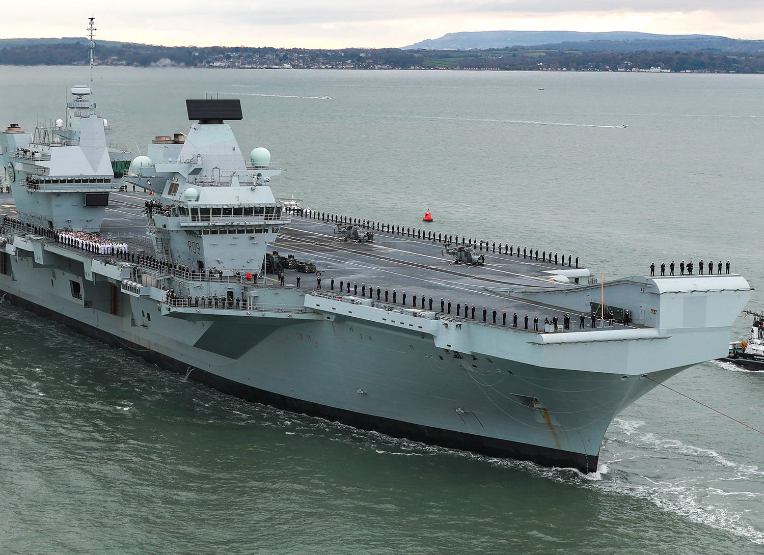 HMS Prince of Wales arriving in Portsmouth